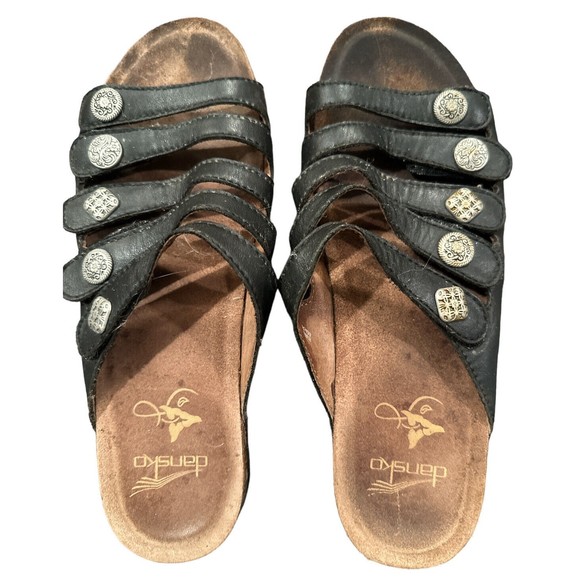 Dansko W  Sz‎ 40 Janie Slide Adjustable Straps Comfort Black Sandals - Picture 6 of 6